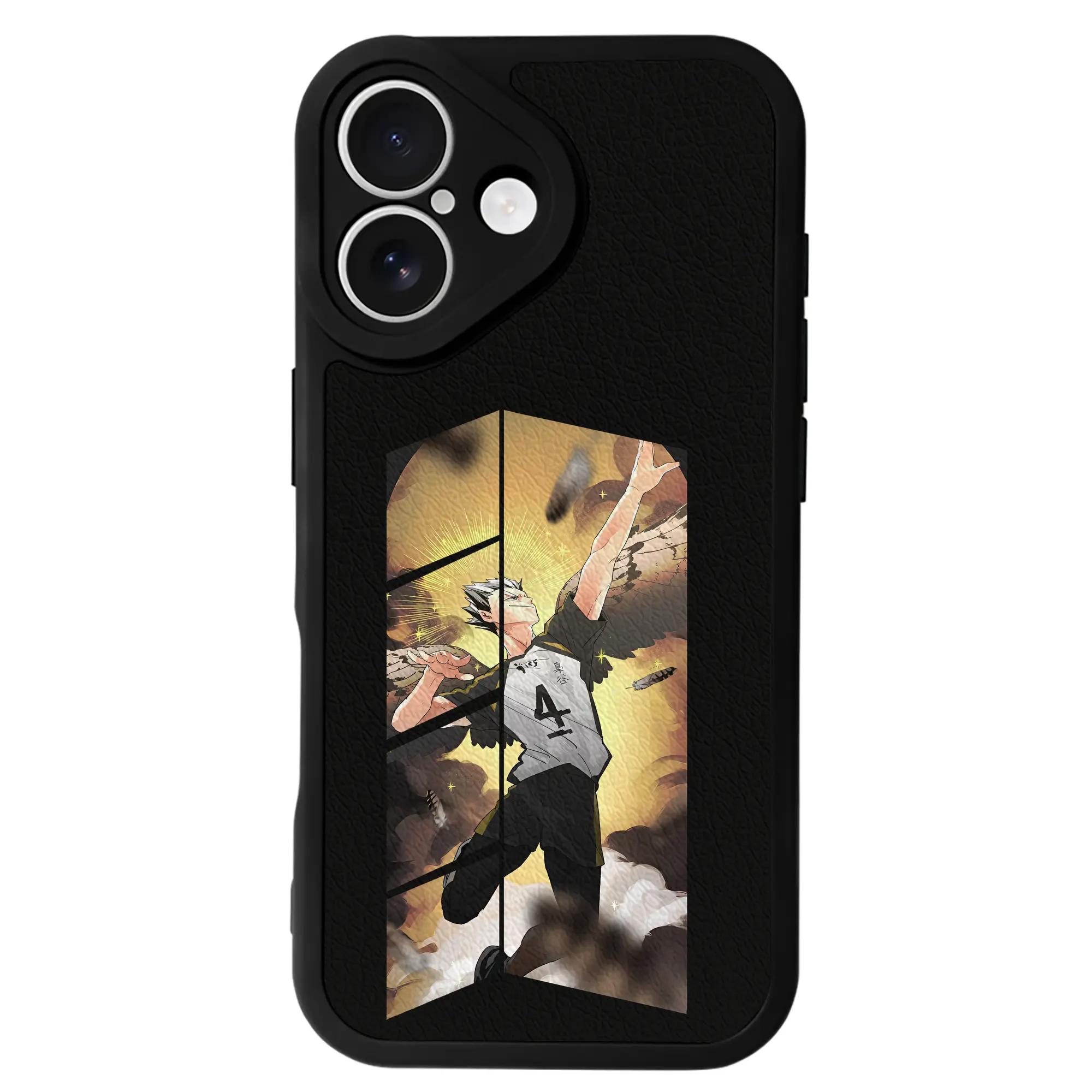 ハイキュー!! グッズ,木兎光太郎 - IPhone 16シリーズ対応 ・ シリコンスマホケース ・ レザー調 ・ 高精度フィット ・ 耐衝撃 ・ ワイヤレス充電対応 ・ 精密カット